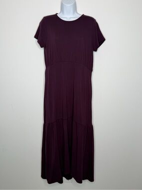 Cato Dark Purple Tiered Maxi Dress